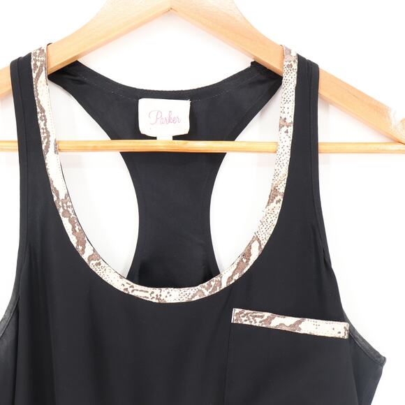 Parker Silk Black Racerback Tank Top Womens Indie Sleaze Retro Snakeskin Size XS - Picture 2 of 8